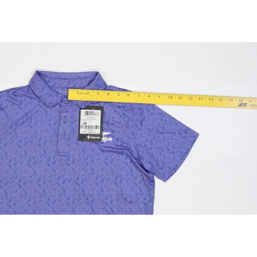 Macron Polo Shirt Kids Medium Purple PGA Jr League Barrick 7 Golf Jersey JM